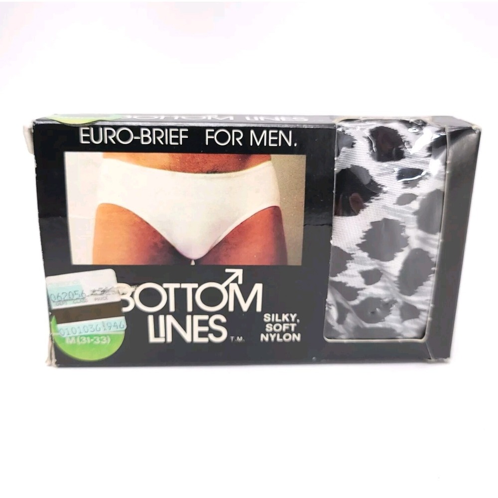 Vintage 70's Bottom Lines Euro Brief Men's Underwear Medium 31-33 Leppard Print